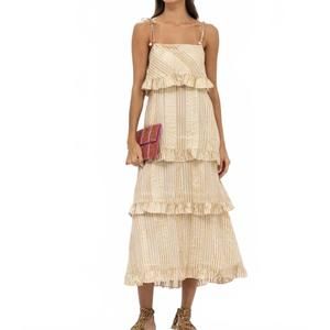 Oliphant Striped Cream Midi Dress